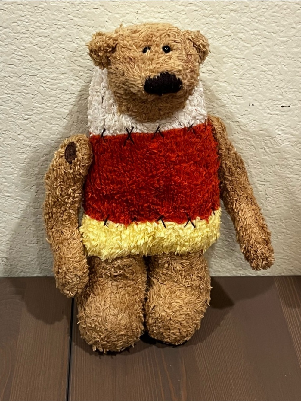 Halloween Candy Corn Bear 11" Plush Jointed Fuzzy Stuffed Animal 90s Vintage